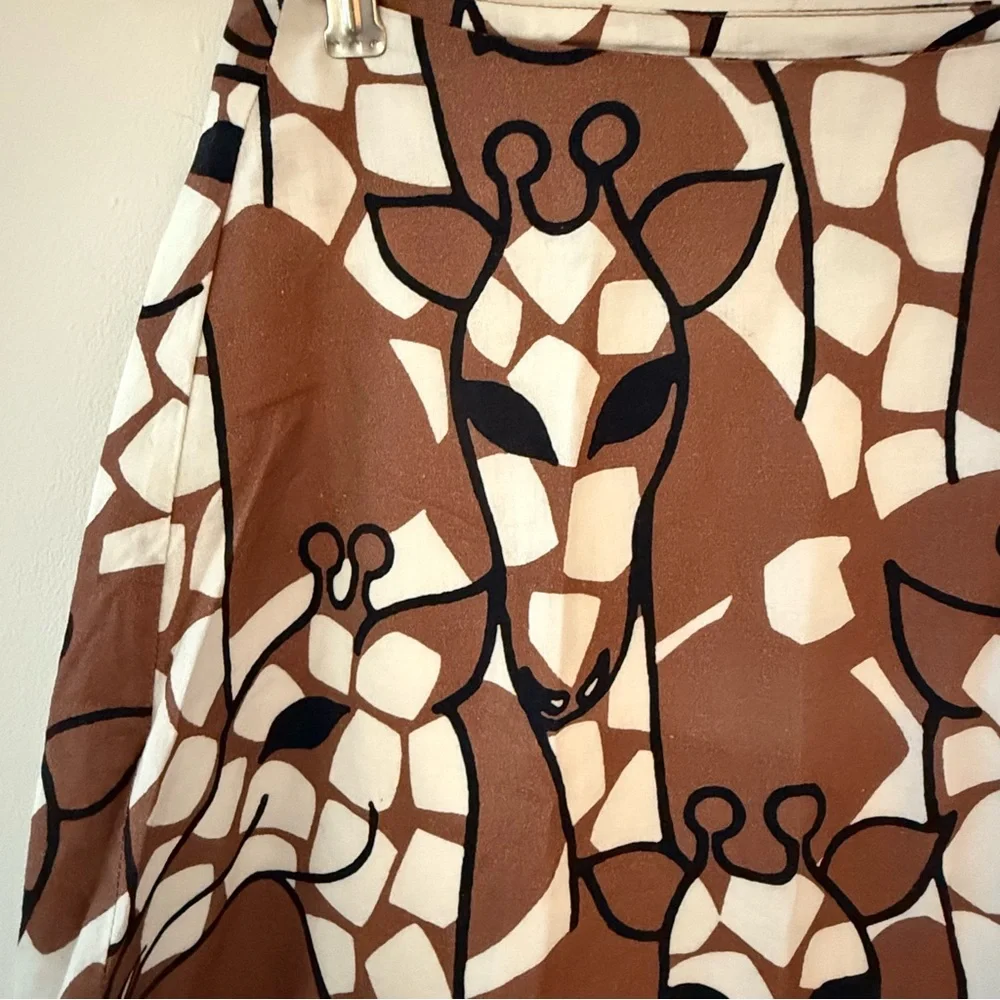 Anthropologie Corey Lynn Calter Laelia A-Line Midi Skirt Giraffe Size 4